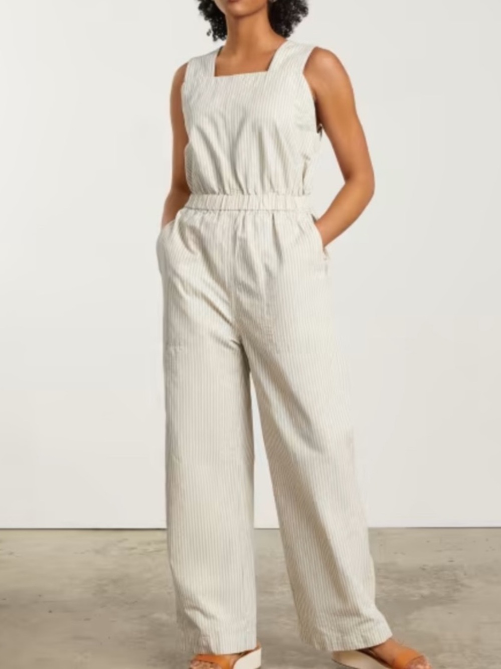 Everlane Fatigue Apron Jumpsuit Size 4 Cream / Grey